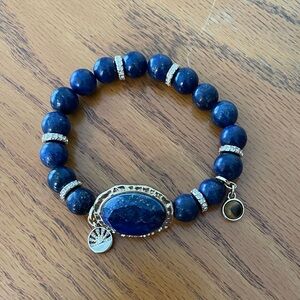 WHBM blue and gold tone semi-precious stretch bracelet